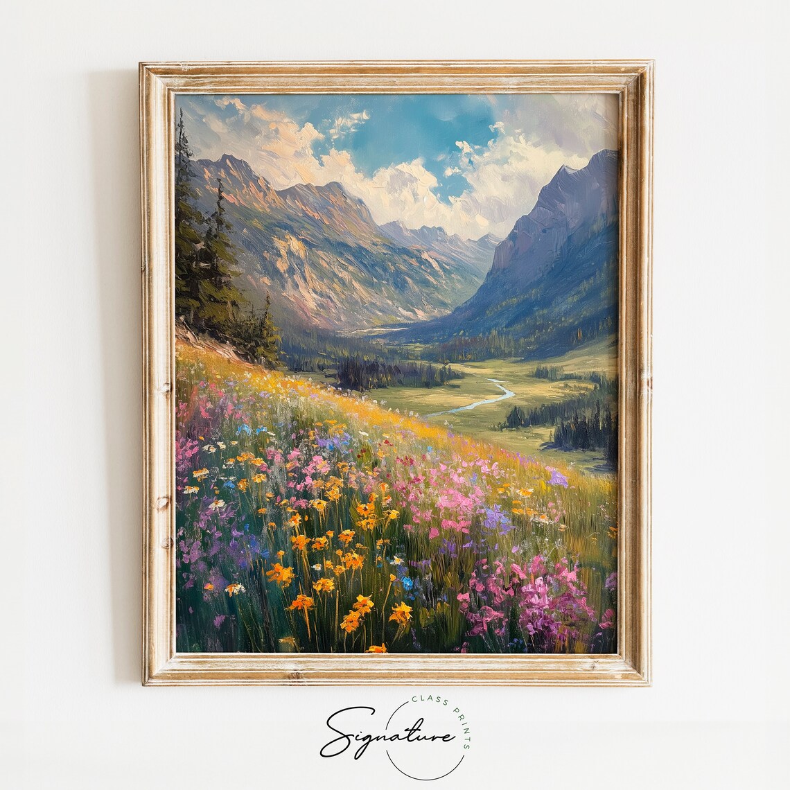 Alpine Valley In Spring Art Print, Mountain Landscape