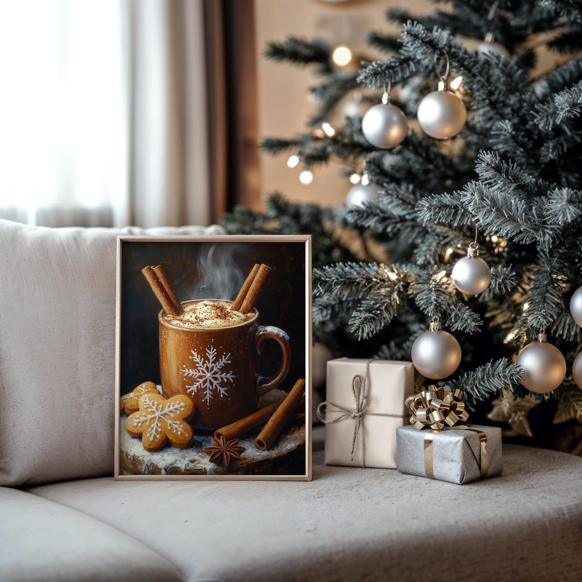 Steaming Hot Cocoa With Cinnamon And Gingerbread Cookies Poster - Image 5
