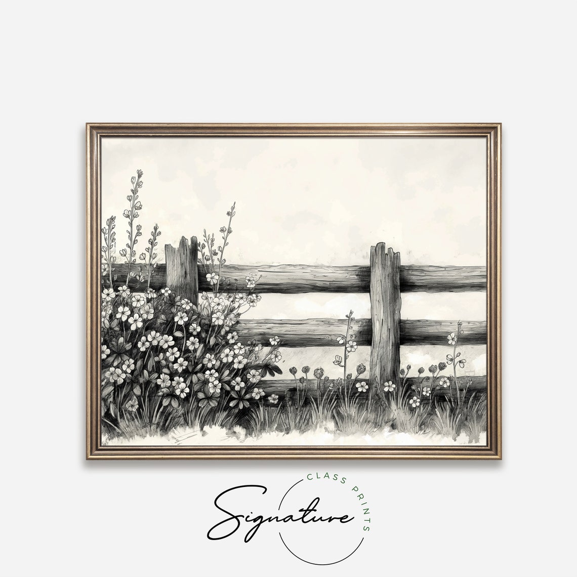 Forget Me Not Blooms By Rustic Fence Botanical Sketch Art Poster - Image 4