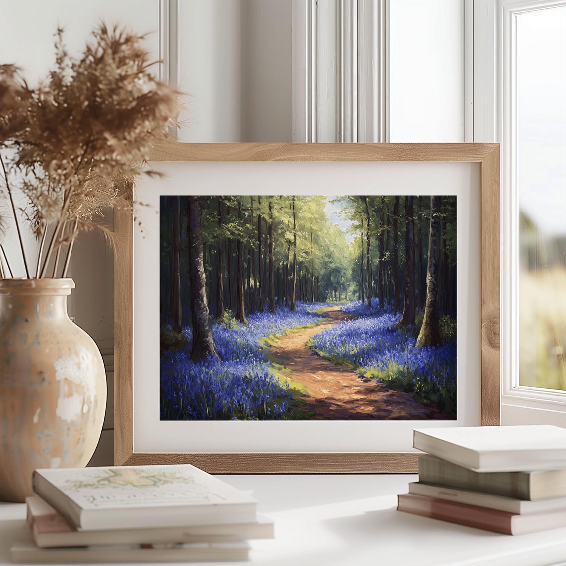 Autumn Bluebell Forest Path Earthy Moody Woodland Walk Art Poster - Image 2