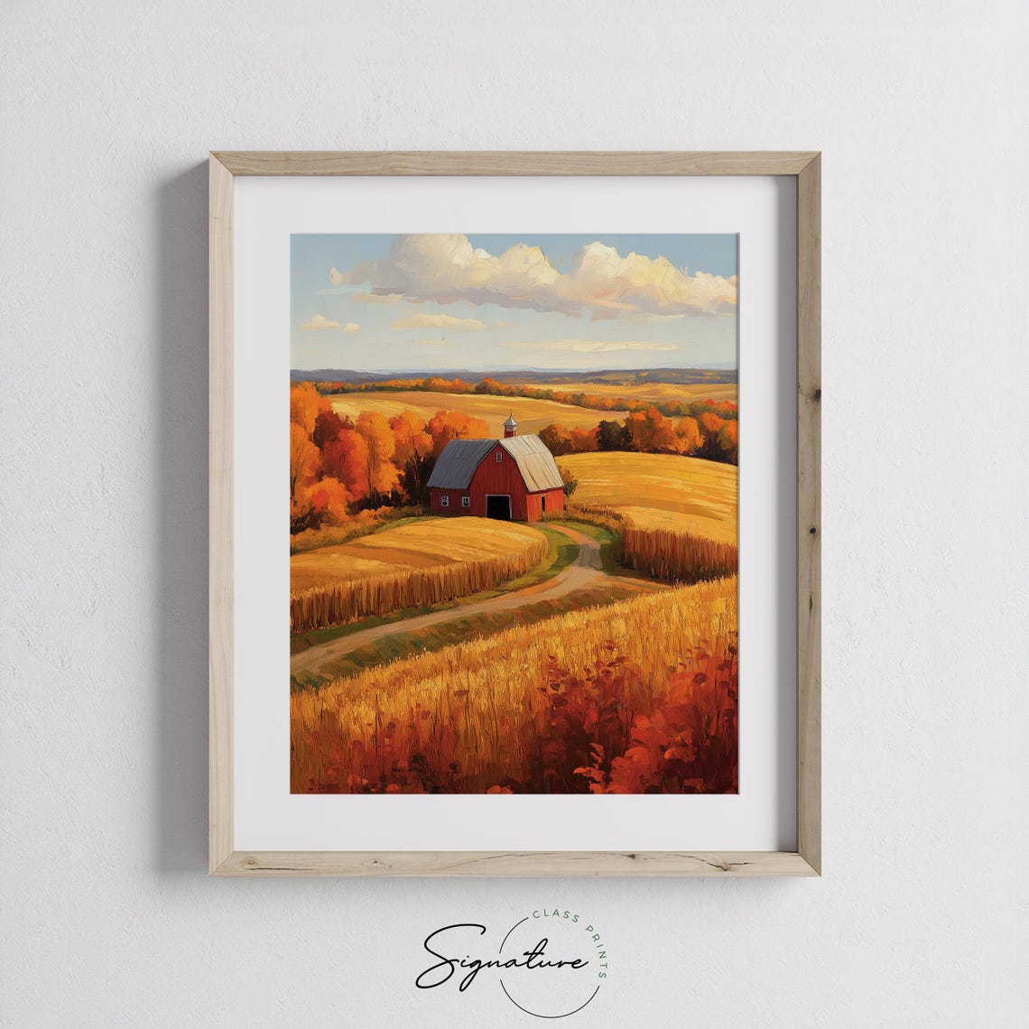 Red Gambrel Barn Surrounded By Golden Harvest Fields Fall Farm Poster - Image 3