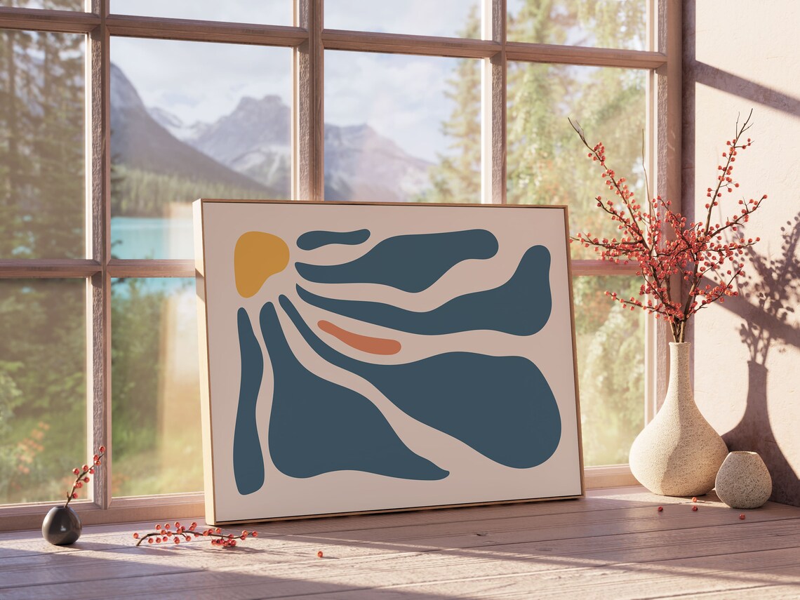 Matisse Blue Minimalist Abstract Flower Market Print - Image 2