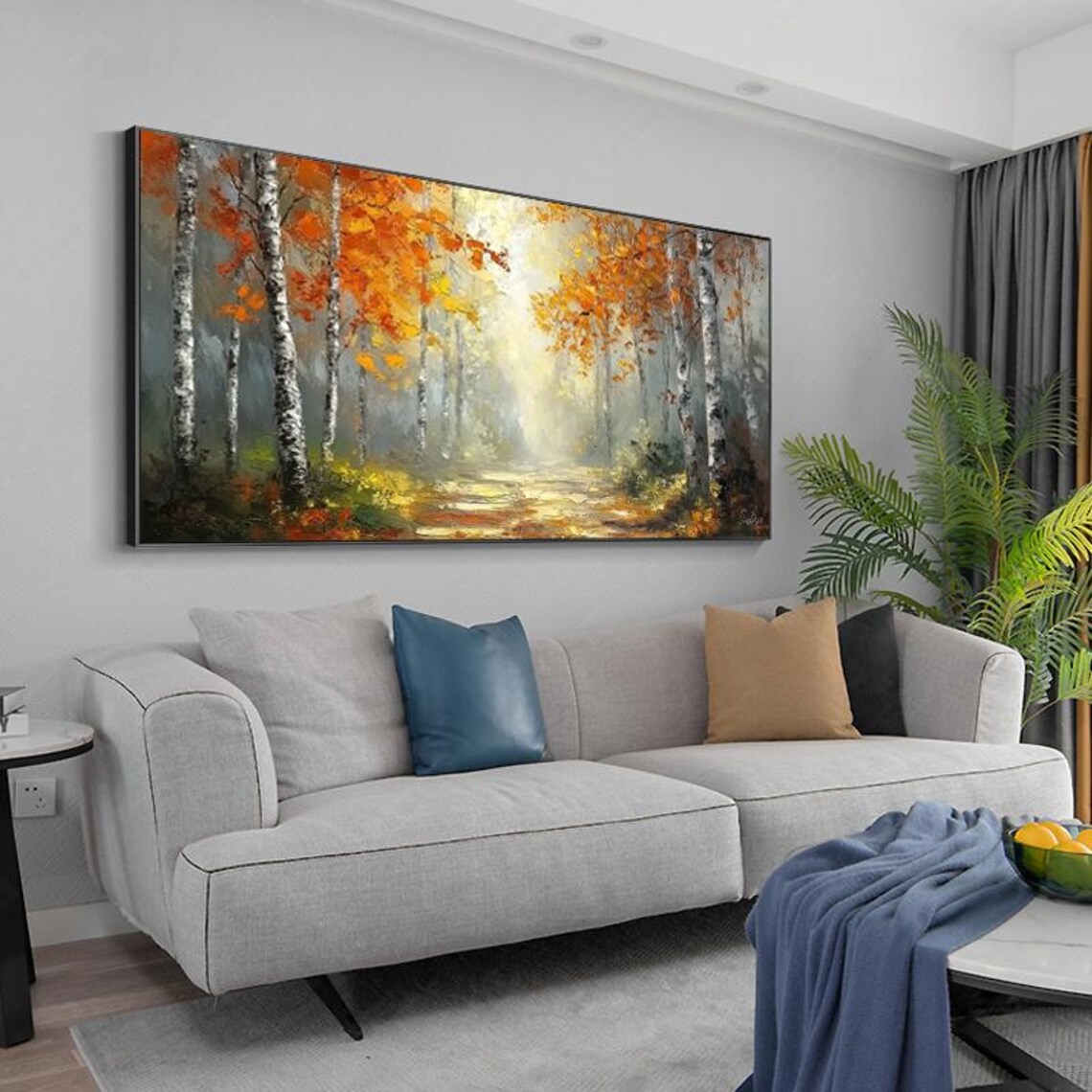 Autumn Forest With Birch Trees, Oil Painting Art Print - Image 3