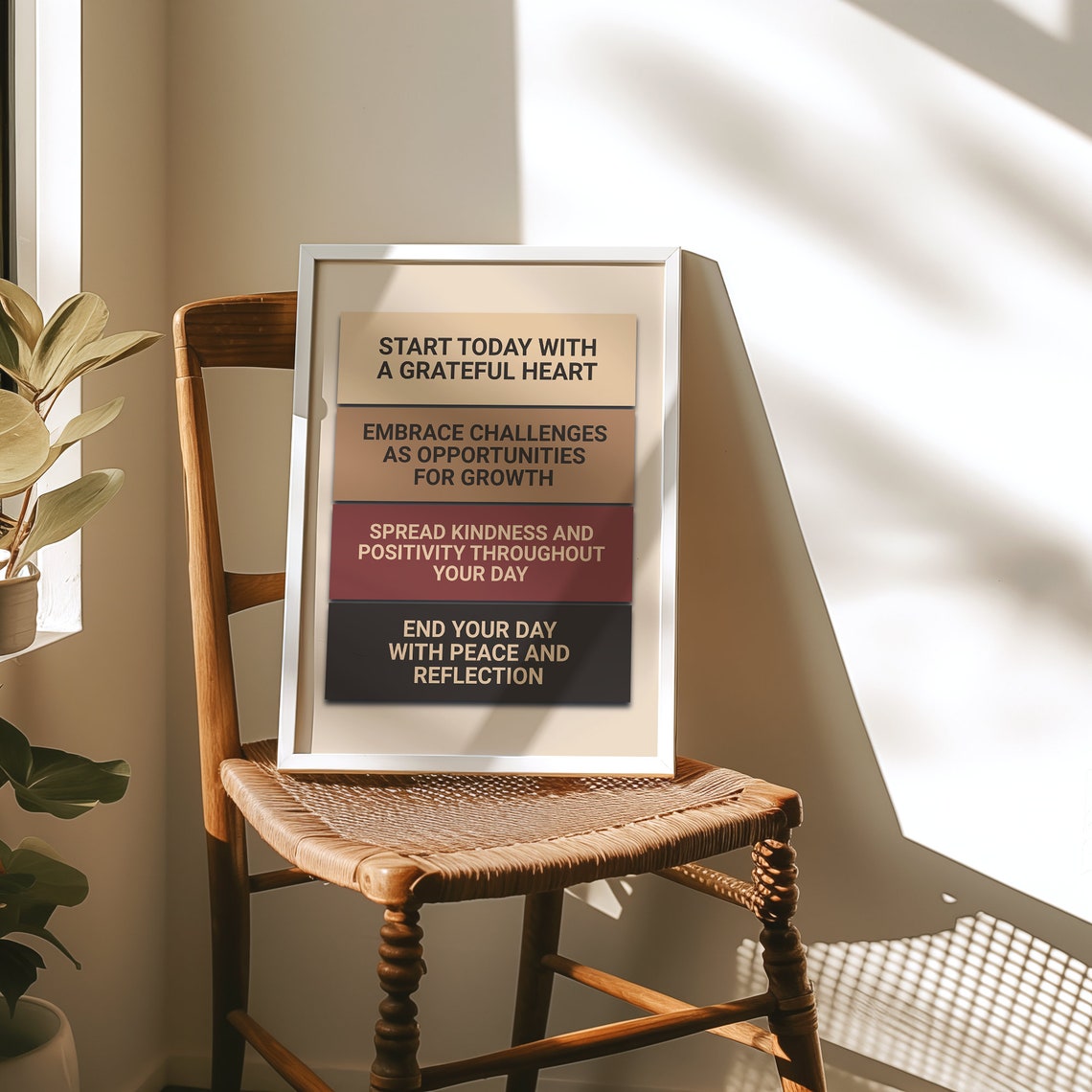 Start Today With A Grateful Heart Daily Affirmation Typography Poster - Image 2