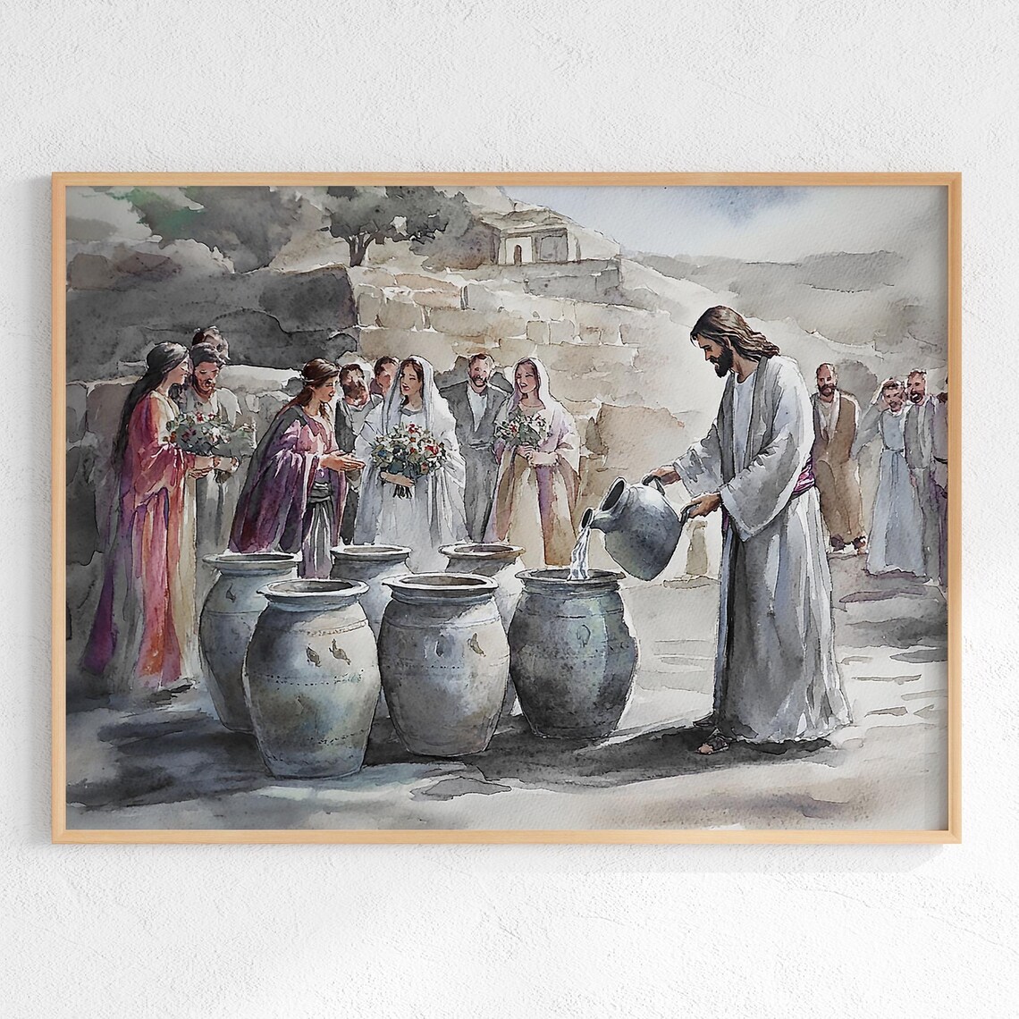 Jesus At The Wedding At Cana Turning Water To Wine Bible Poster