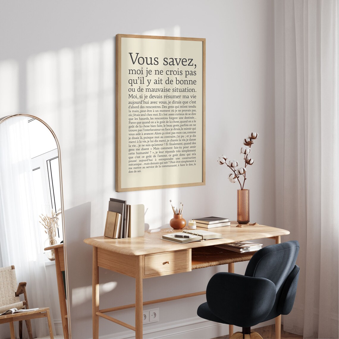French Literary Quotation Cream Typography Elegant Parisian Poster - Image 3