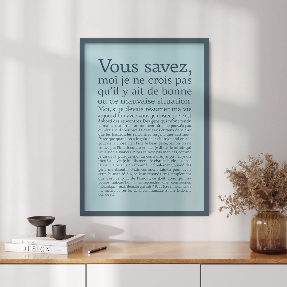 French Literary Quote Typography Wall Art Soft Blue Minimalist - Image 3