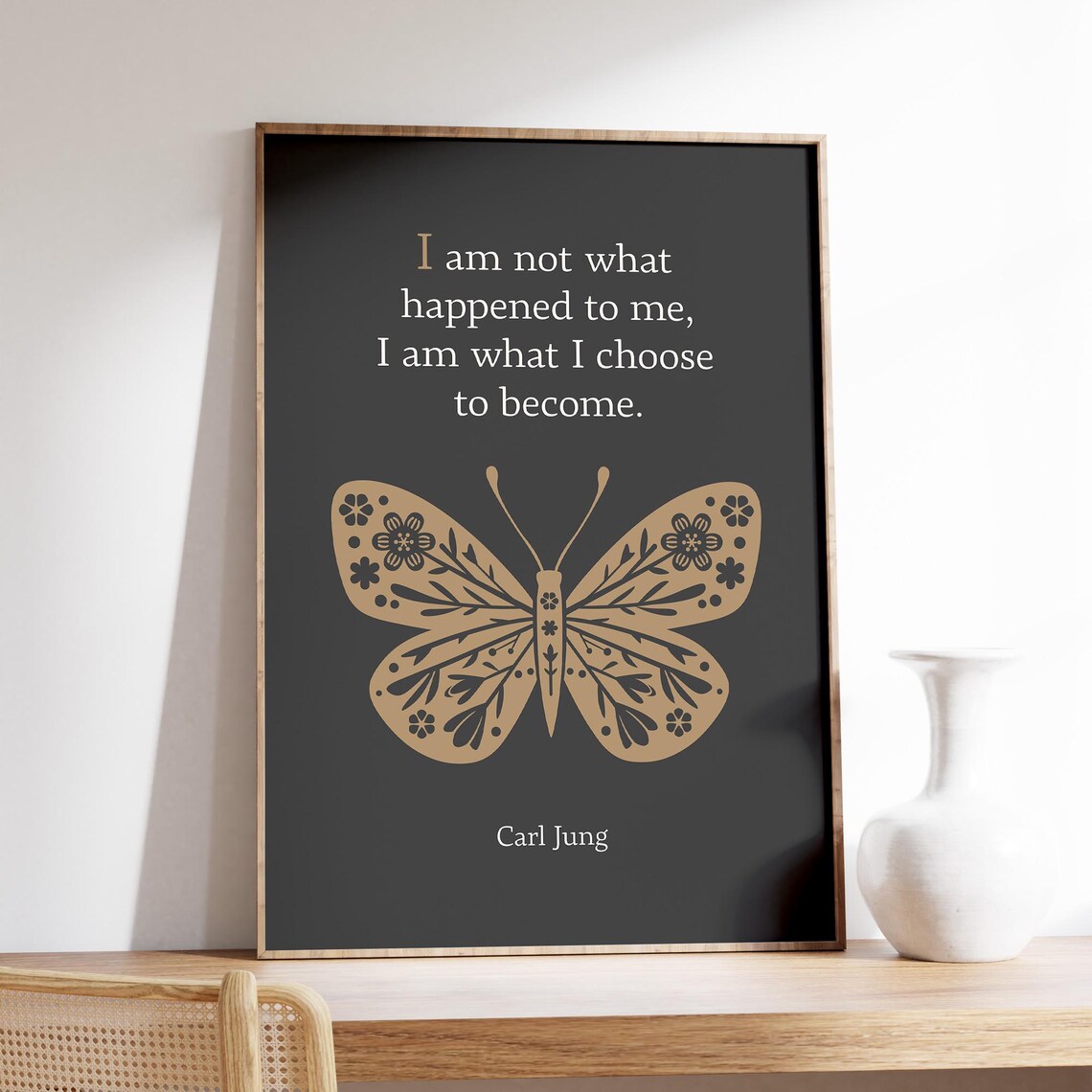 Carl Jung Quote I Am What I Choose To Become Gold Butterfly Poster - Image 2
