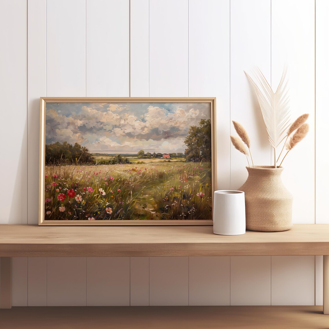 Meadow Wildflowers Vintage Landscape Art Print - Image 2
