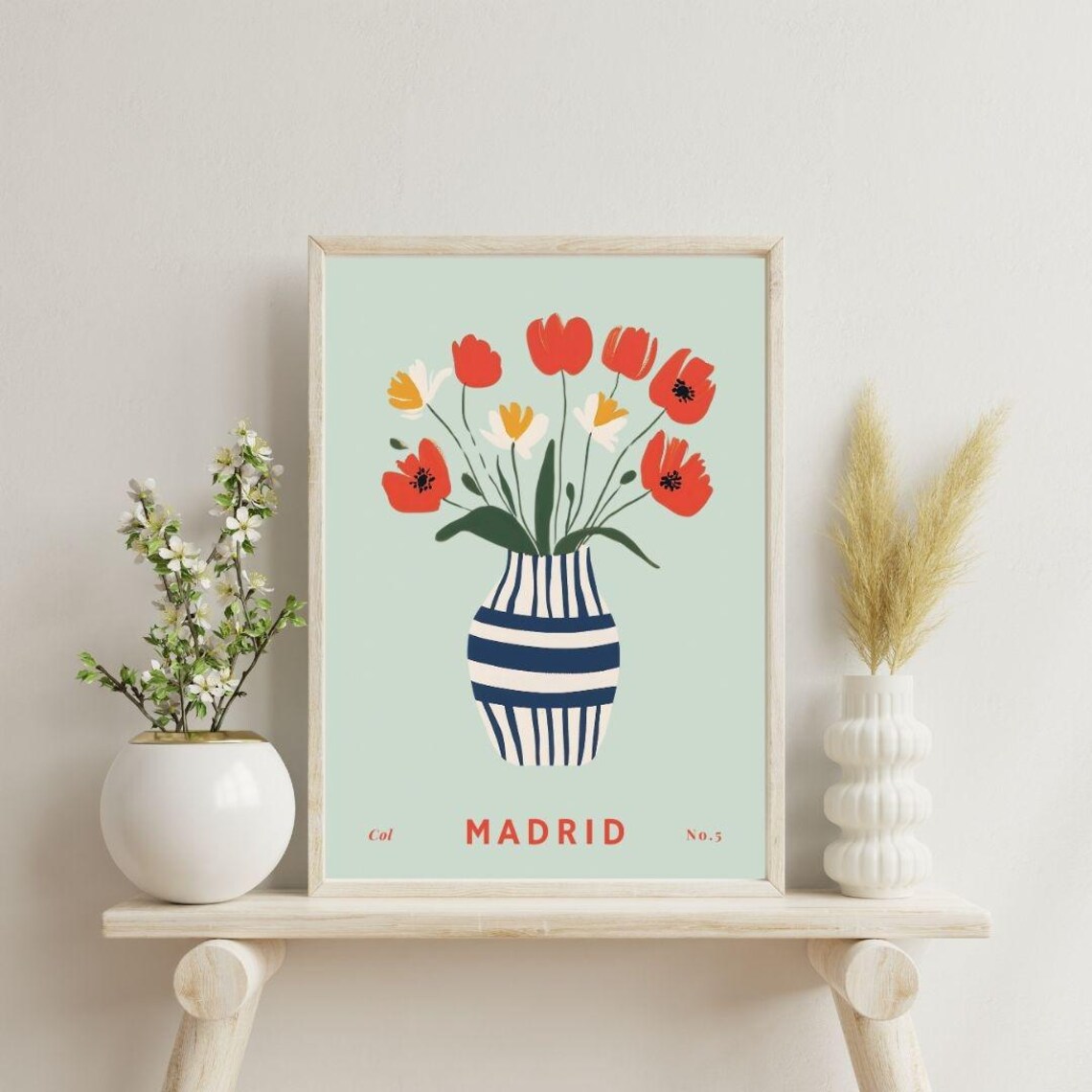 Flower Print Botanical Bohemian Decor, Floral Art