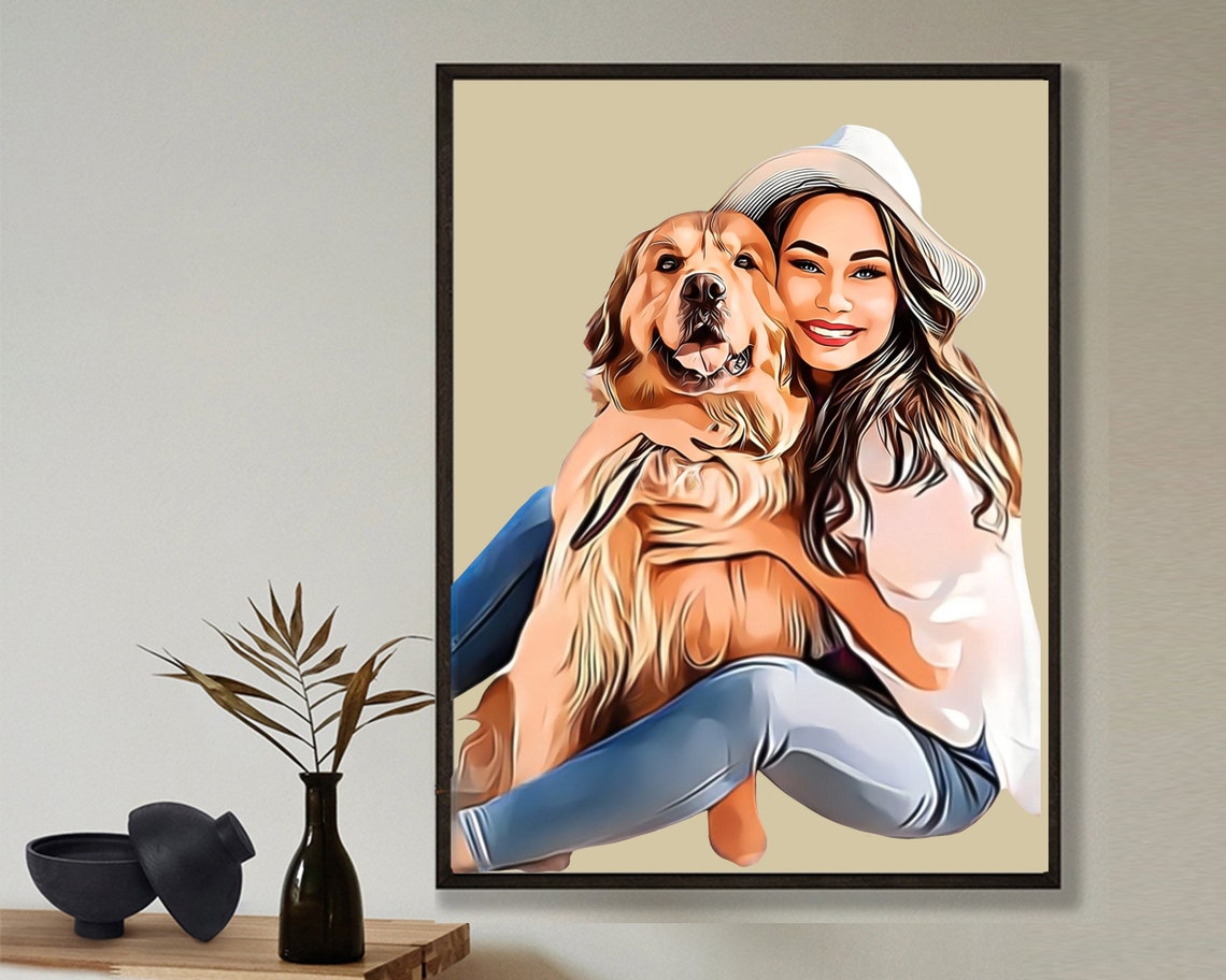 Two Best Friends Hugging Cheek to Cheek Cartoon Pop Art Poster - Image 4