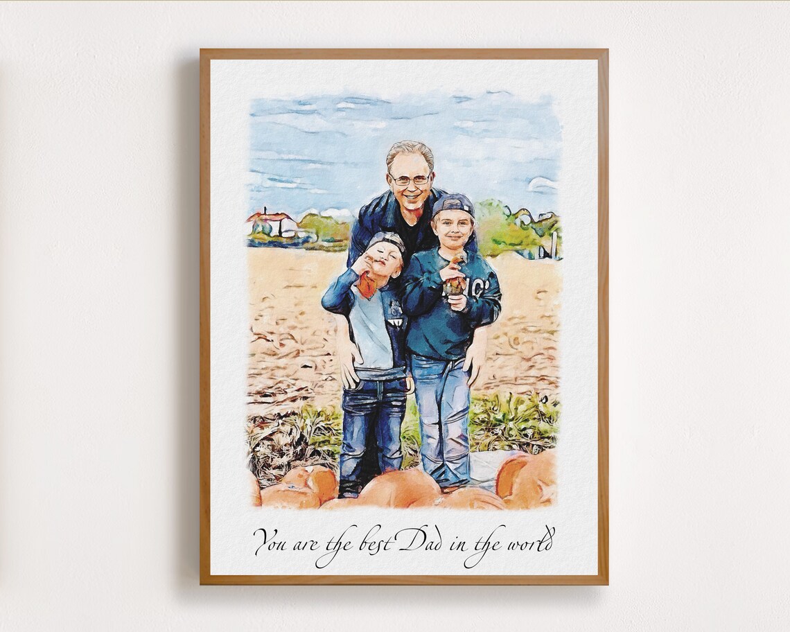 Father and Toddler I Love Dada Watercolor Family Portrait Poster - Image 2