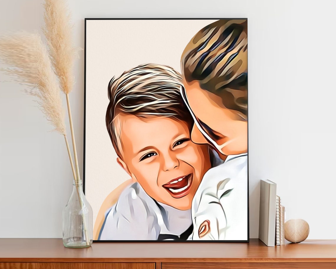 Joyful Mother Lifting Her Laughing Son Cartoon Pop Art Family Poster - Image 7