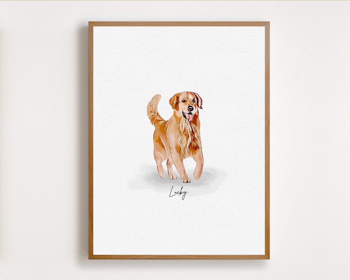 Winter Couple with Dog Watercolor Holiday Family Portrait Poster - Image 3