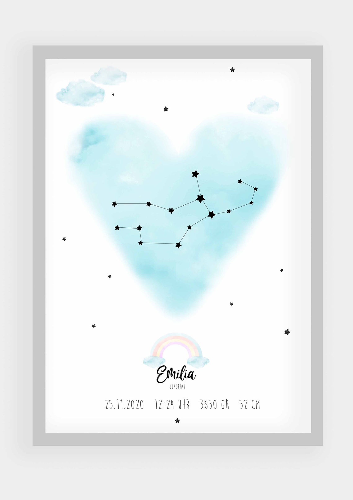 Personalized Virgo Constellation Birth Announcement Baby Girl Poster