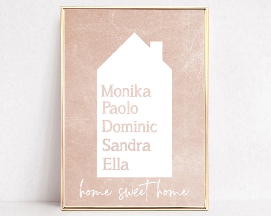 Personalized House Silhouette Family Names Home Sweet Home Poster