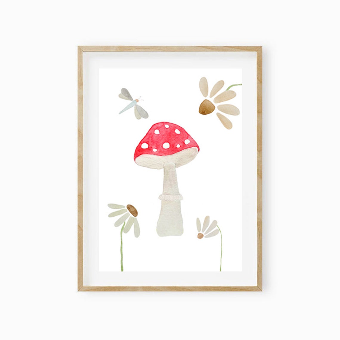 Childrens Room Picture Childrens Picture Birth Childrens Room Poster Mushroom Forest Flowers Childrens Room Gift Baby - Image 2