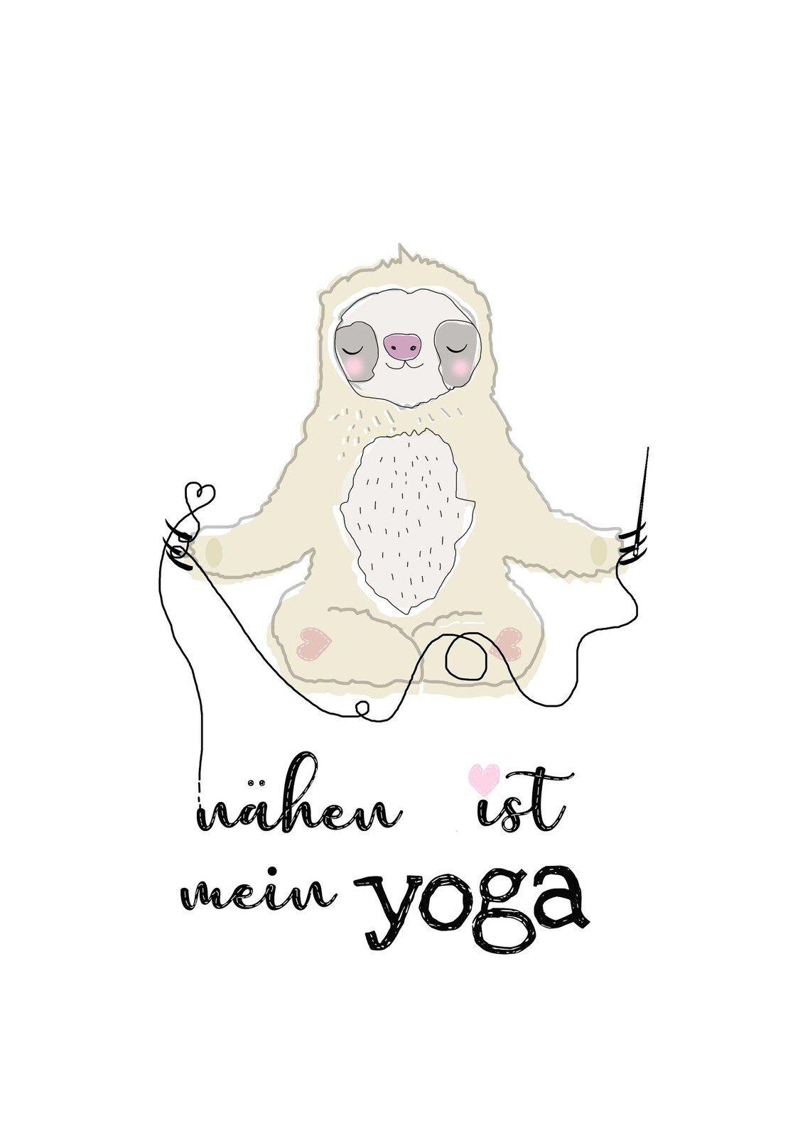 Sloth Yoga Sewing Quote Naehen Ist Mein Yoga Cute Craft Room Poster