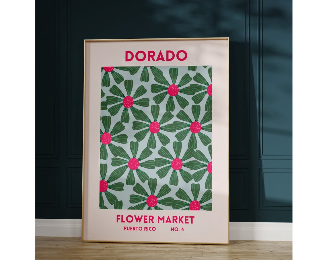 Dorado Print Puerto Rico Wall Art Flower Market Art Print Pink Floral Decor Puerto Rican Art Caribbean Print 1 Print - Image 3