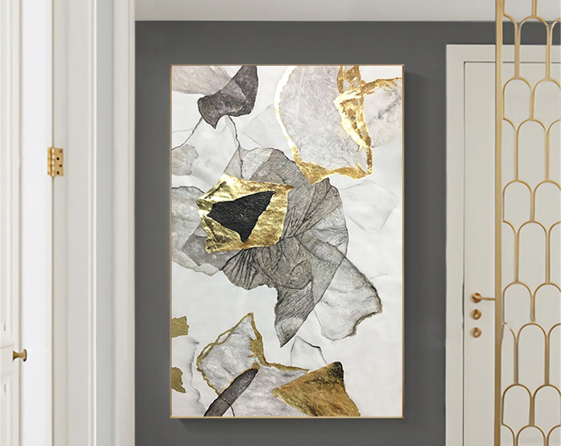 Gold Leaf Abstract Painting, Gold Foil Art Print - Image 4