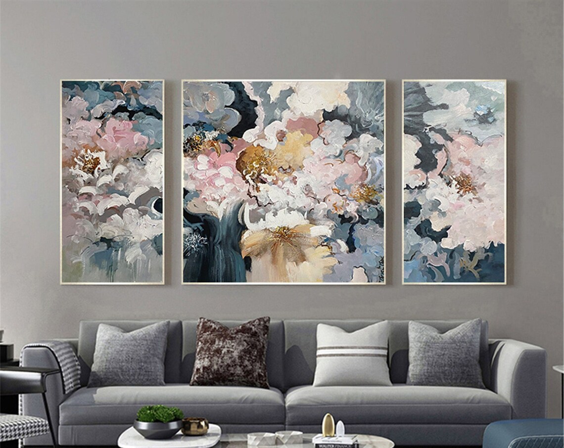 Pink Flower Abstract Christmas Art Print, Living Room Decor - Image 4