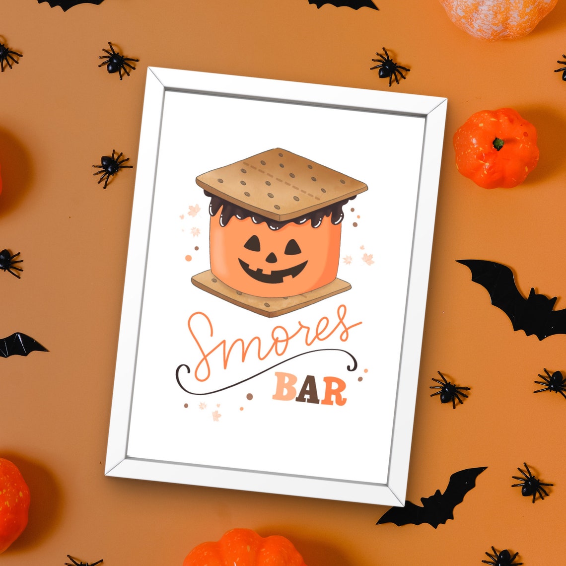 Smores Bar Cute Jack O Lantern Pumpkin Smore Halloween Art Print