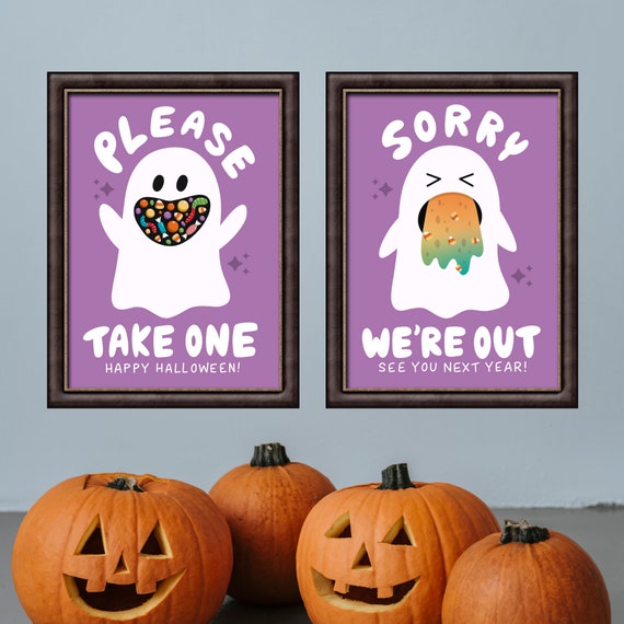 Trick Or Treat Sign Halloween Party Decor Cute Ghost Candy Sign Porch Sign