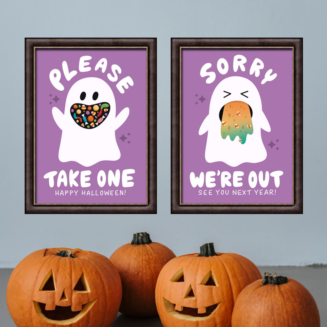 Trick Or Treat Sign Halloween Party Decor Cute Ghost Candy Sign Porch Sign