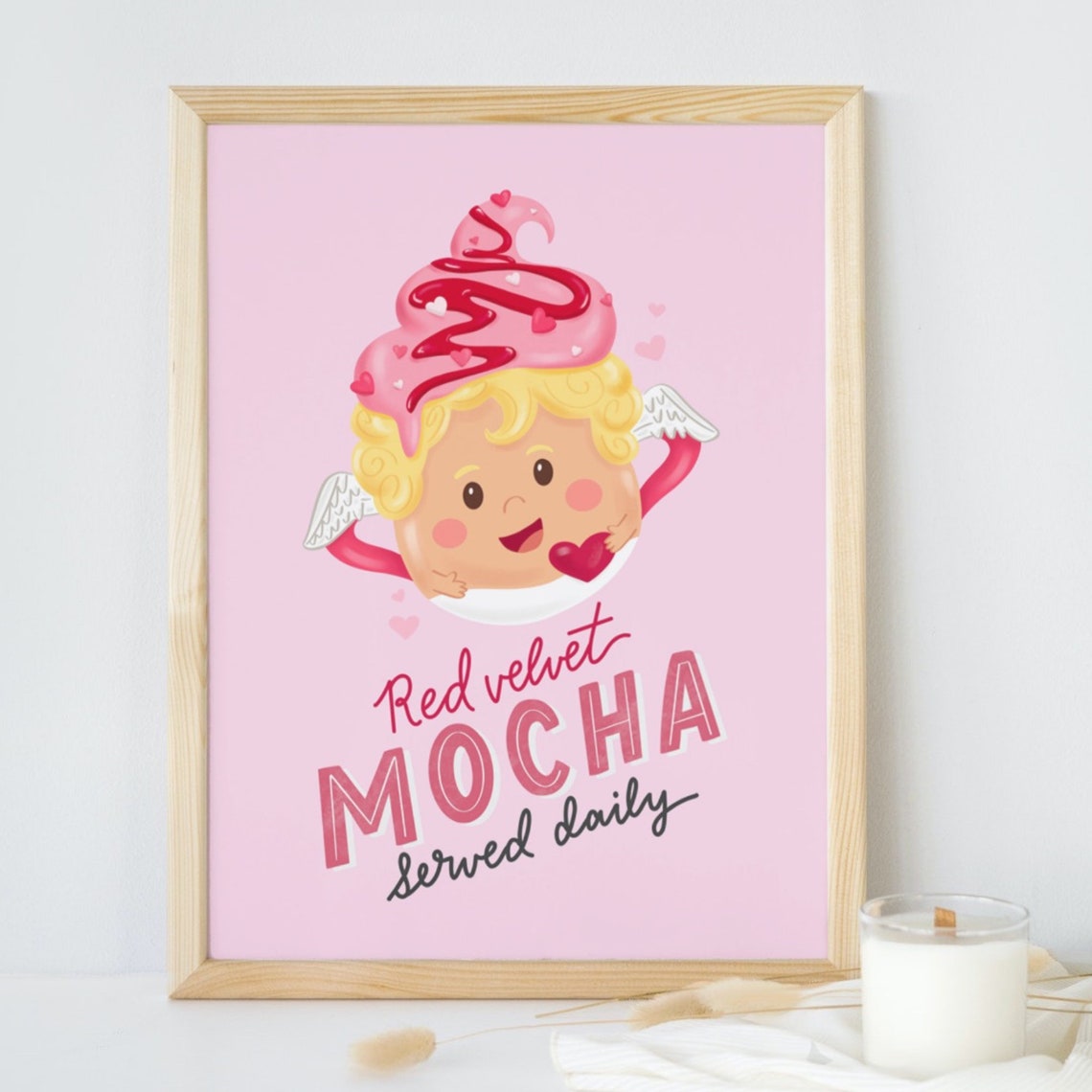 Red Velvet Mocha Served Daily Cute Cupid Baby Mug Valentine Print