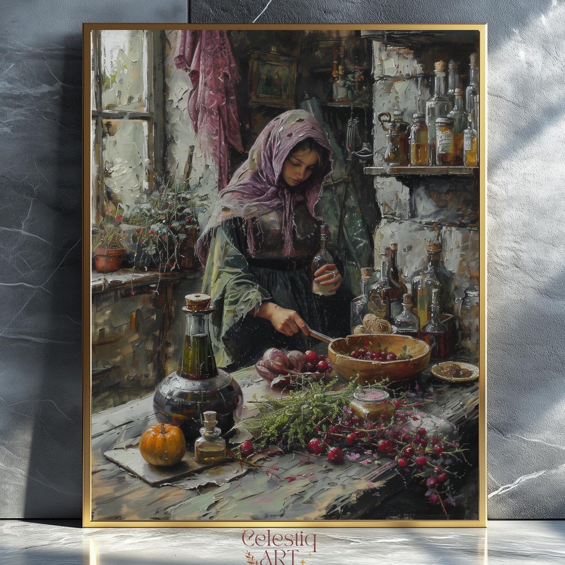 Apothecary Witch Herbalist Dark Botanical Moody Kitchen Wall Art