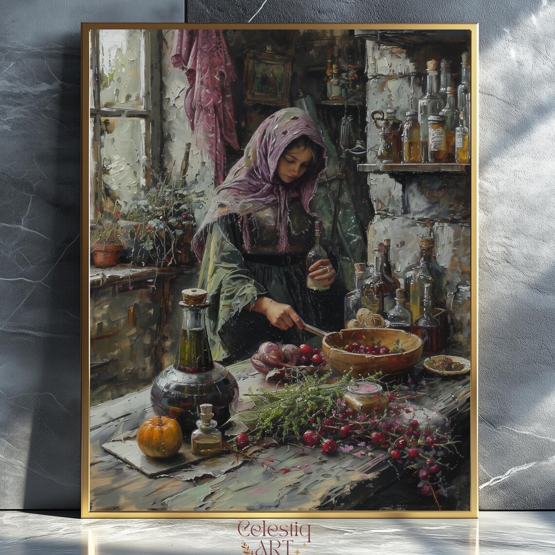Dark Botanical Apothecary Art Print Moody Gothic Kitchen Decor