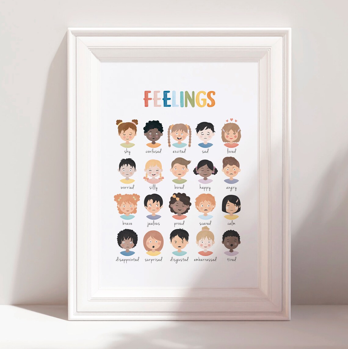 Rainbow Feelings Chart Art Print, School Counselor Decor - Image 3