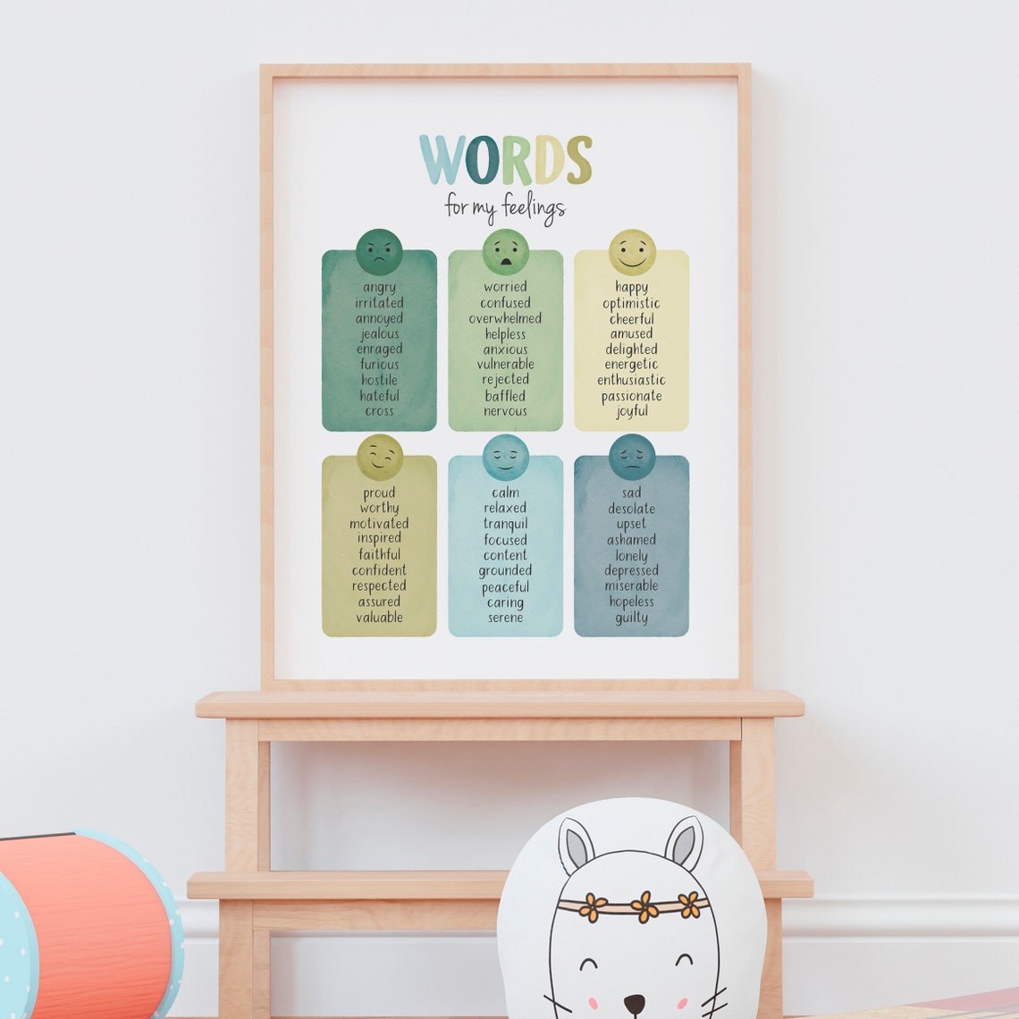Words For My Feelings Poster Emotions Vocabulary Chart Kids Learning - Image 3