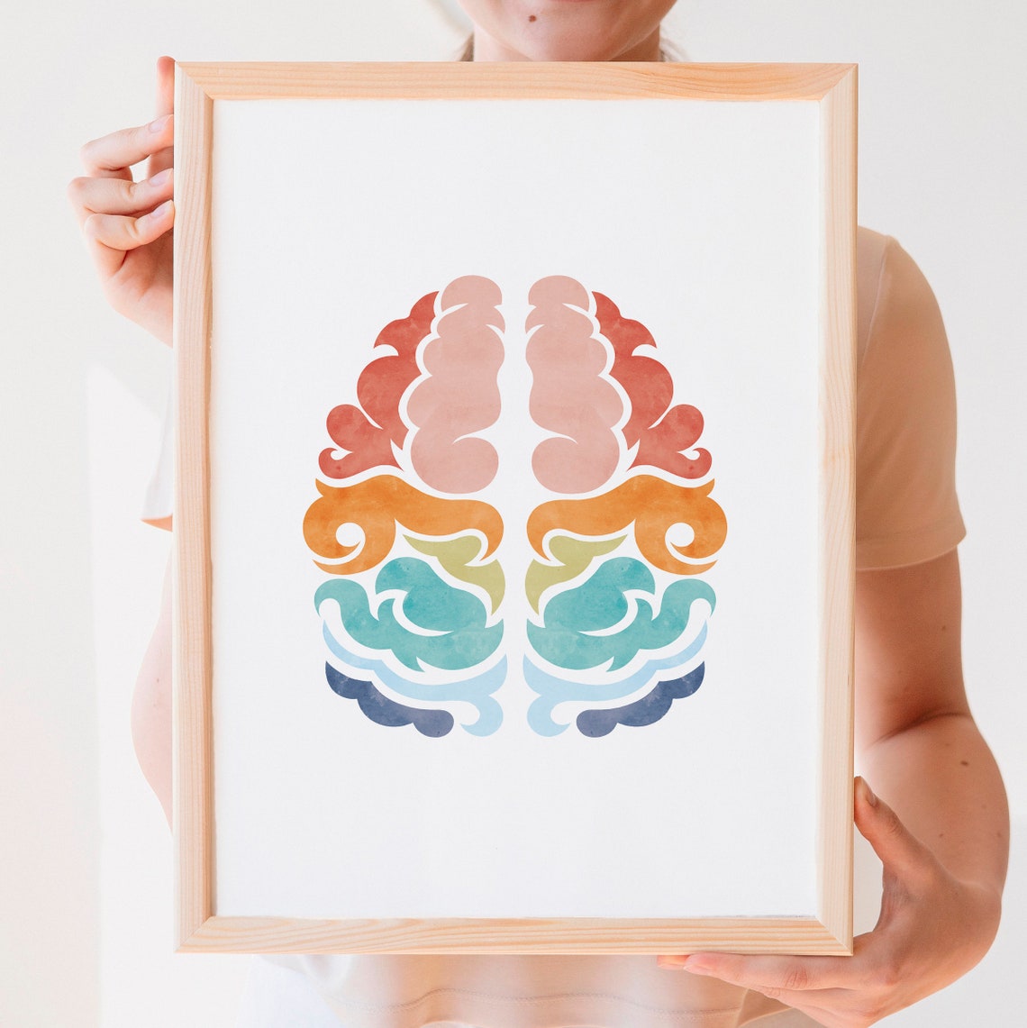 Rainbow Watercolor Brain Neurology Anatomy Therapy Office Art Poster - Image 7