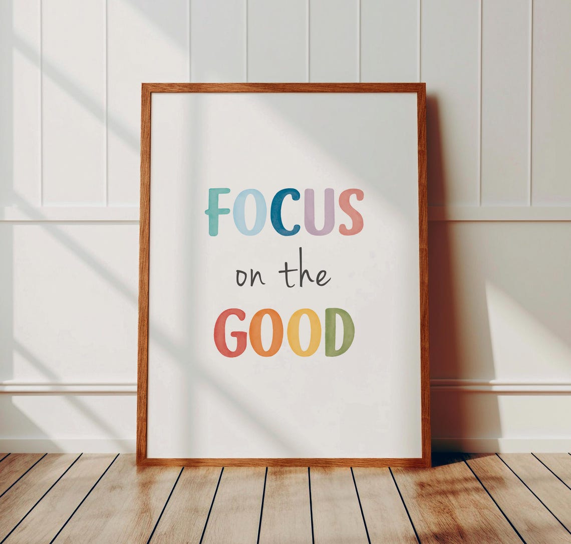 Focus On The Good Watercolor Positivity Quote Mindful Home Poster - Image 3