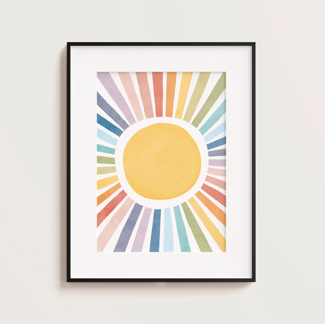 Sun Watercolor Nursery Print, Boho Playroom Decor - Image 2