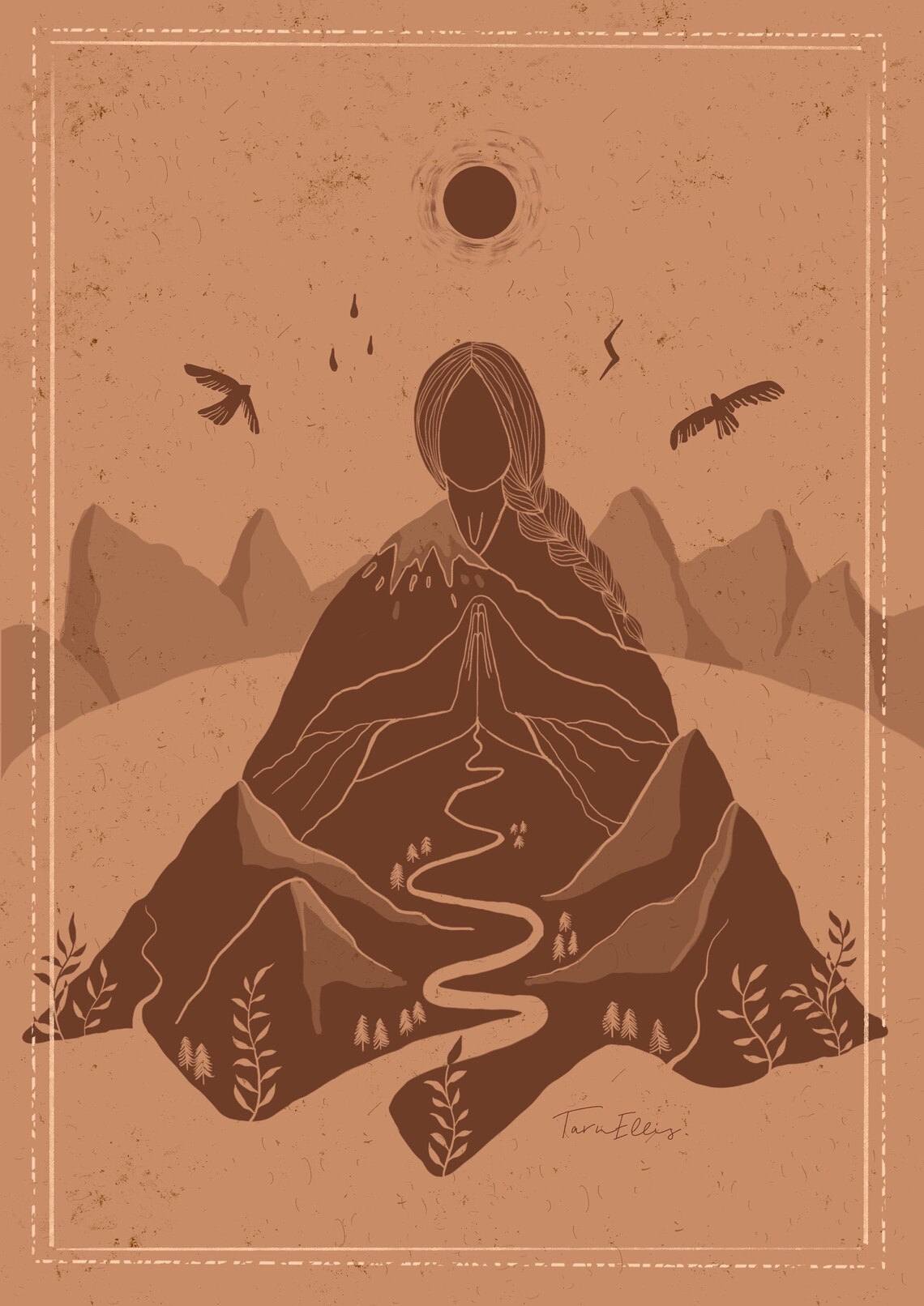 Mother Nature Gaia Earth Illustration Art Print, Boho - Image 3