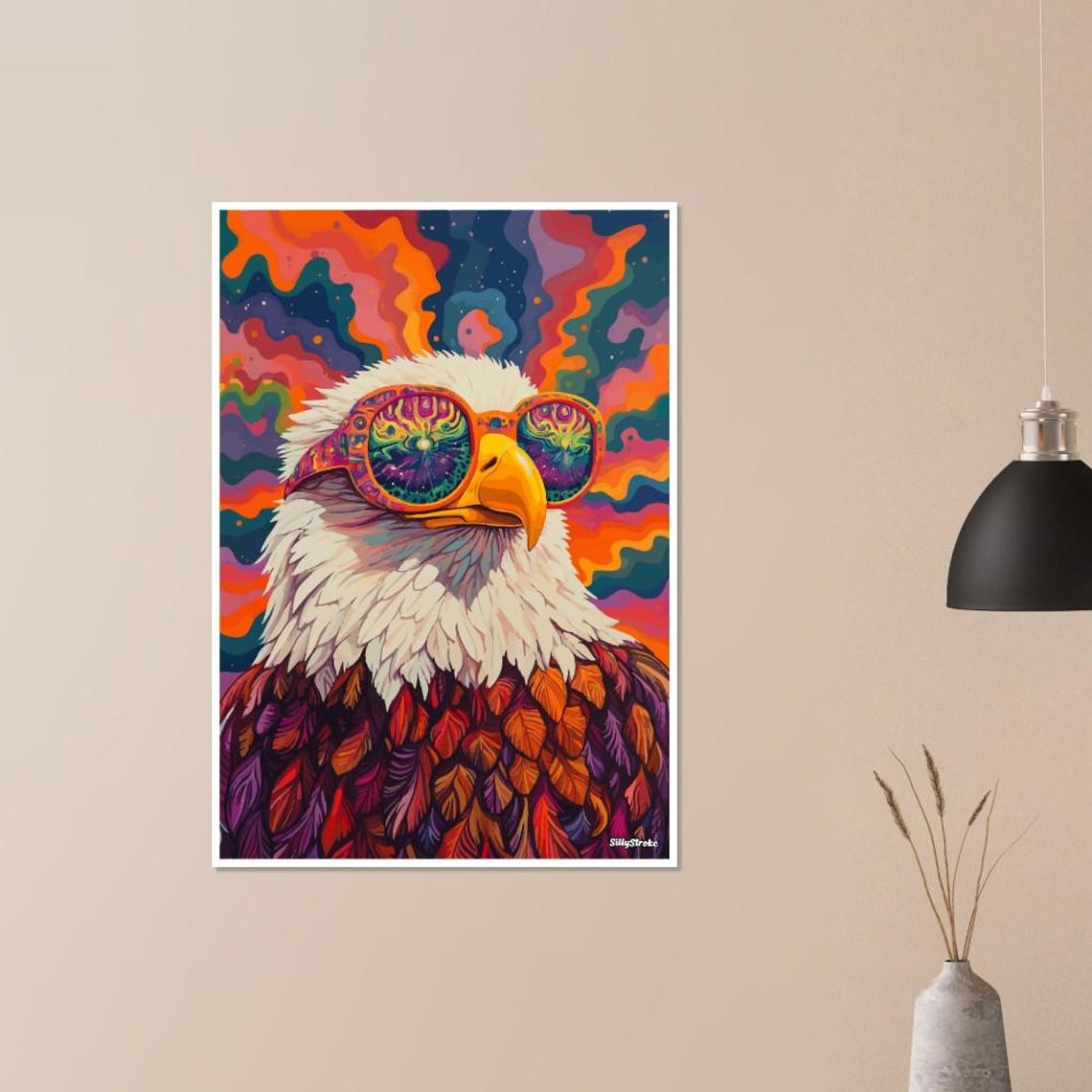 Psychedelic Bald Eagle Wearing Kaleidoscope Sunglasses Poster - Image 4