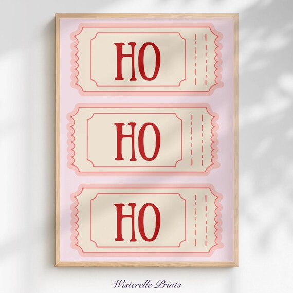 Ho Ho Ho Retro Christmas Ticket Stubs Festive Holiday Wall Poster