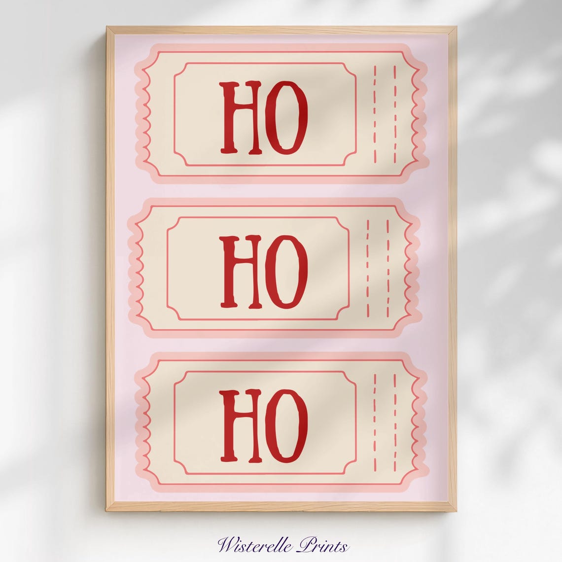 Ho Ho Ho Retro Christmas Ticket Stubs Festive Holiday Wall Poster