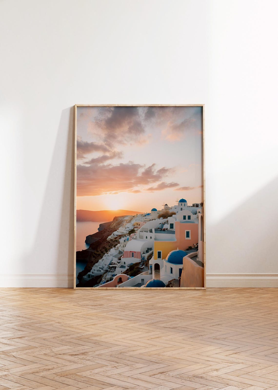 Santorini Caldera Sunset Blue Domes Aegean Horizon Greece Poster - Image 3