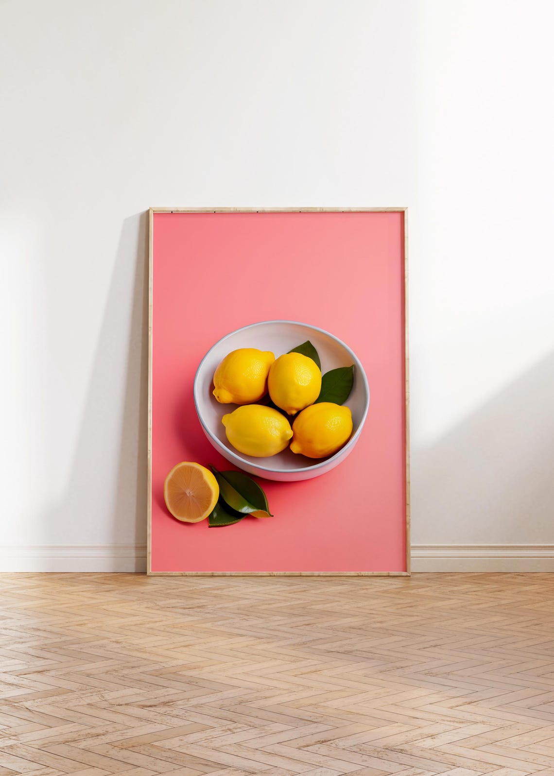 Bowl Of Lemons On Pink Modern Kitchen Fruit Photography Wall Art - Image 3