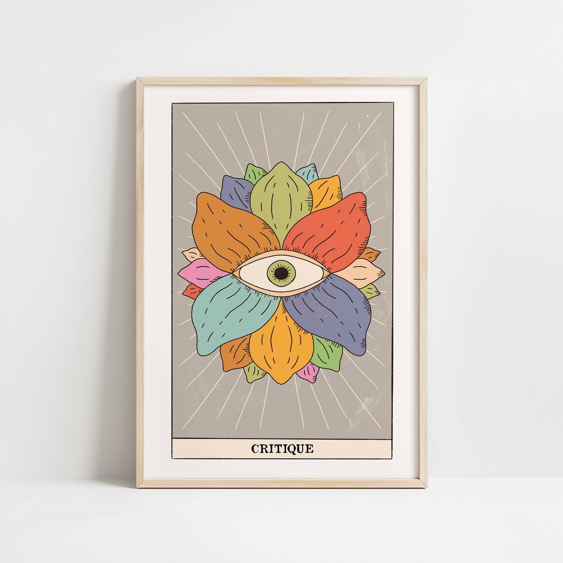 Critique Tarot Card All Seeing Eye Floral Mandala Mystic Wall Art