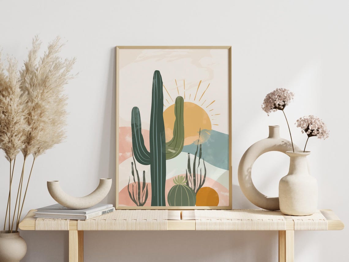 Saguaro Cactus Desert Sunset Pastel Southwestern Decor Poster - Image 2
