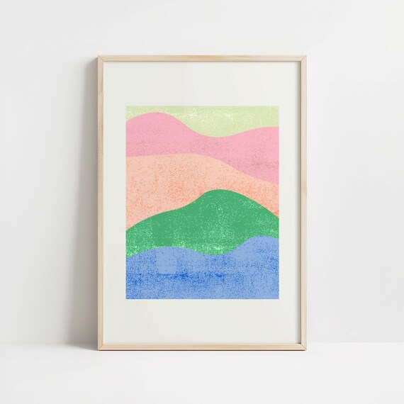 Monochromatic Mountain Landscape Portrait Abstract Mountains Wall Art Poster Minimalist Wall Decor Print
