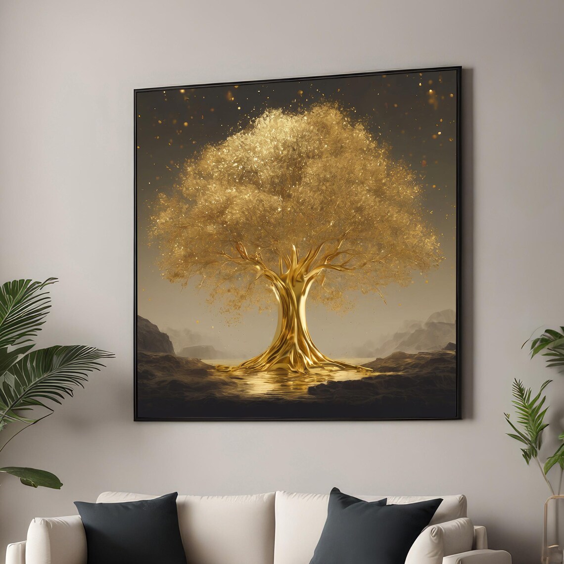 Golden Tree Of Life, Modern Nature-Inspired Decor