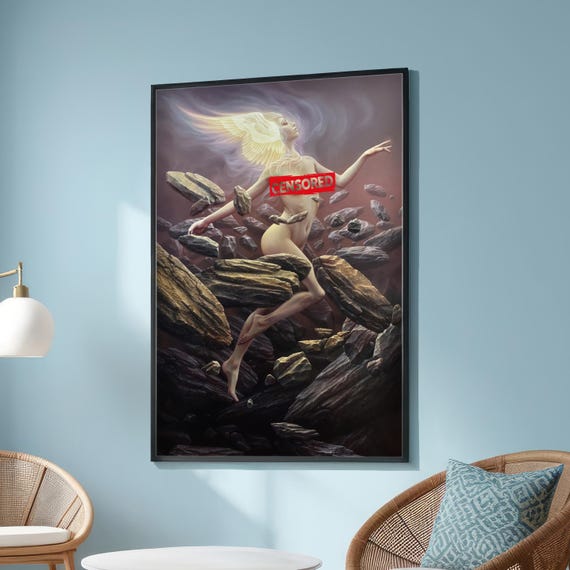 Surreal Angelic Nude, Ethereal Fantasy Wall Art Print