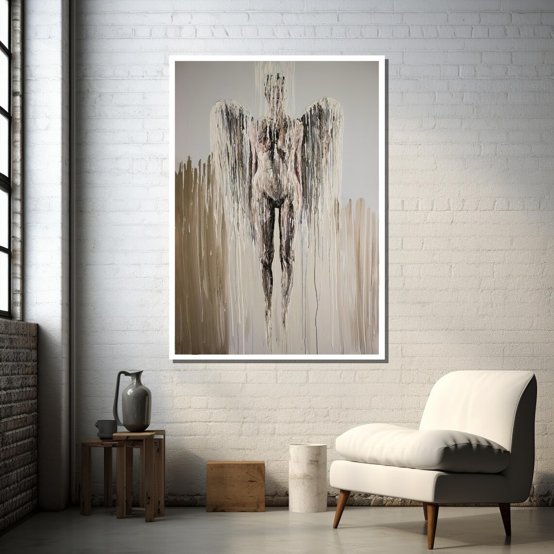 Abstract Angel Art Print, Textured Modern Religious Decor - Image 3