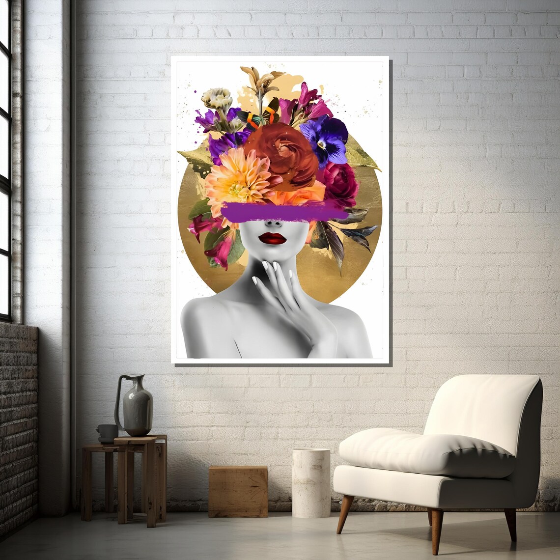 Surreal Floral Woman Abstract Modern Art - Image 3