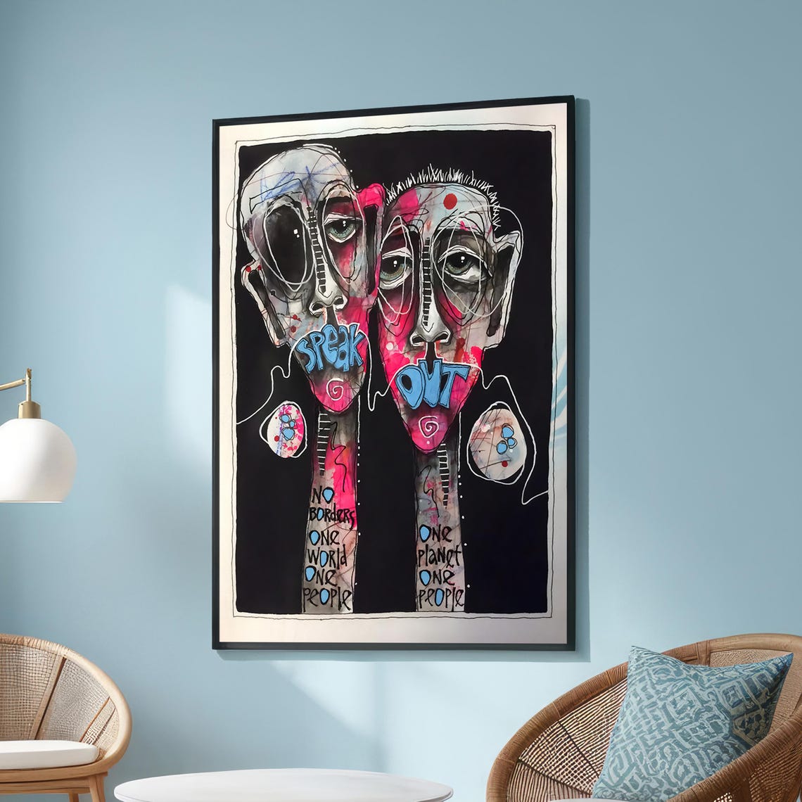 Speak Out Expressive Faces Abstract Social Justice Protest Art Print